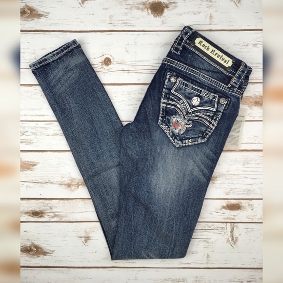 Rock Revival Low Rise Skinny Jeans 34” L NO OFFERS - Picture 2 of 7